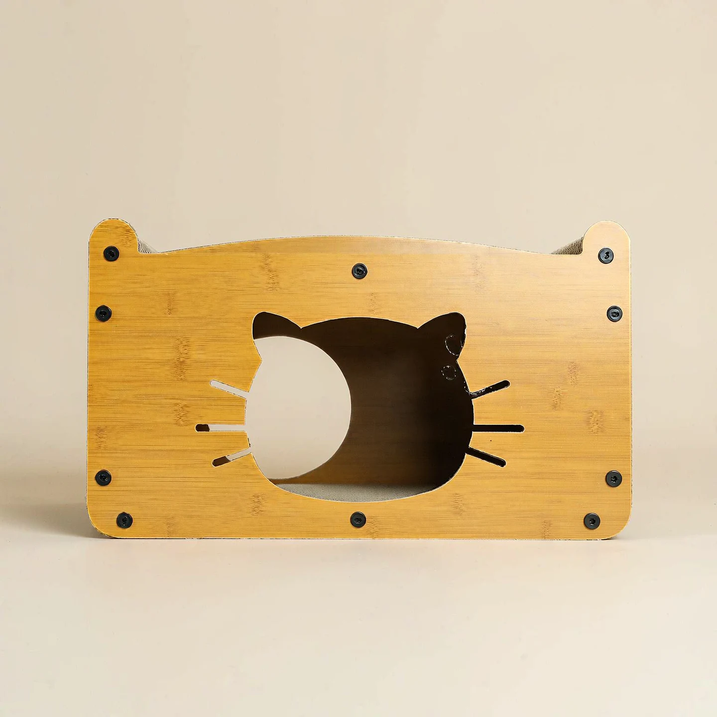 AI-edited photograph of a cat-head den