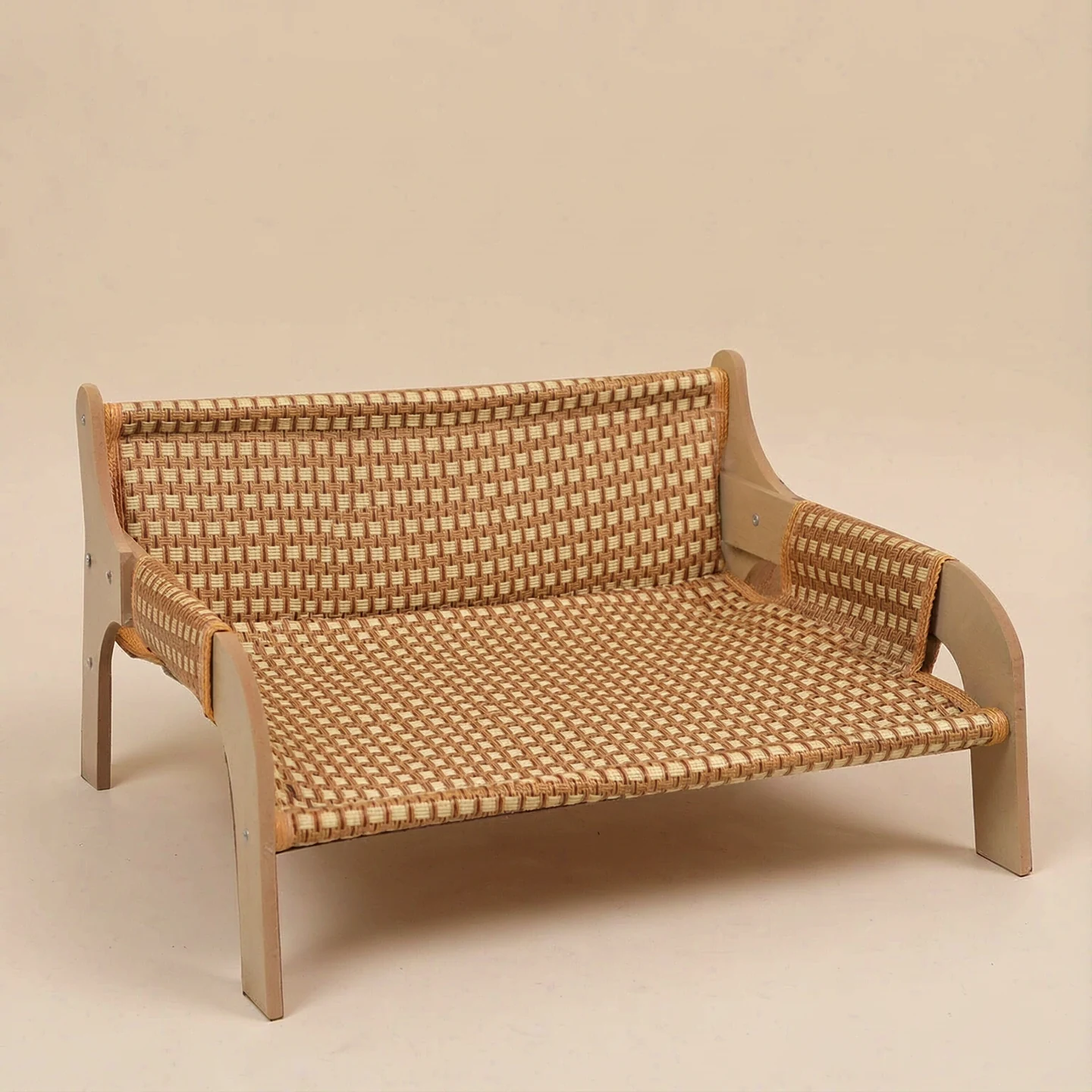 AI-edited catalogue photograph: Woven pet chair