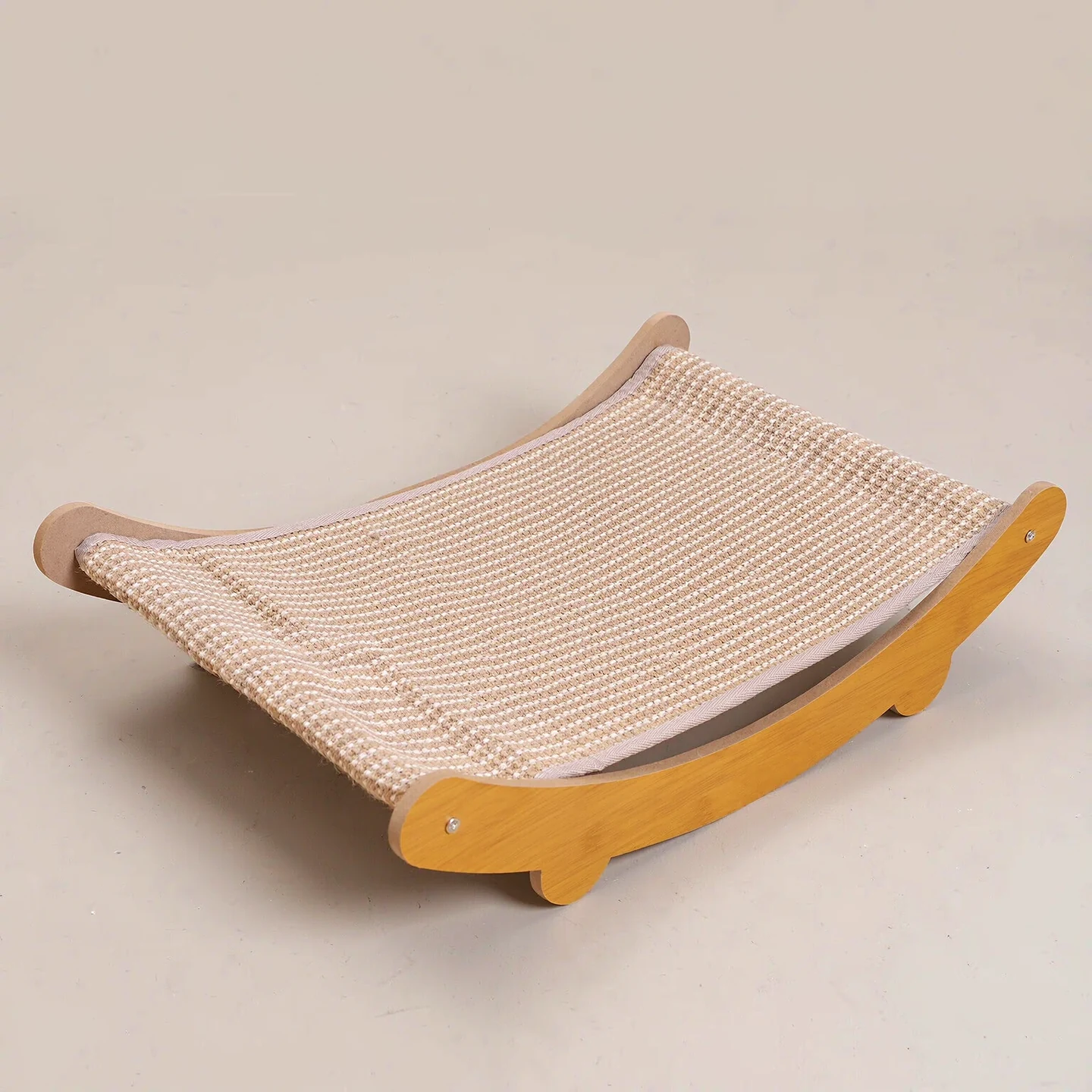 AI-edited catalogue photograph: Curved sisal lounger