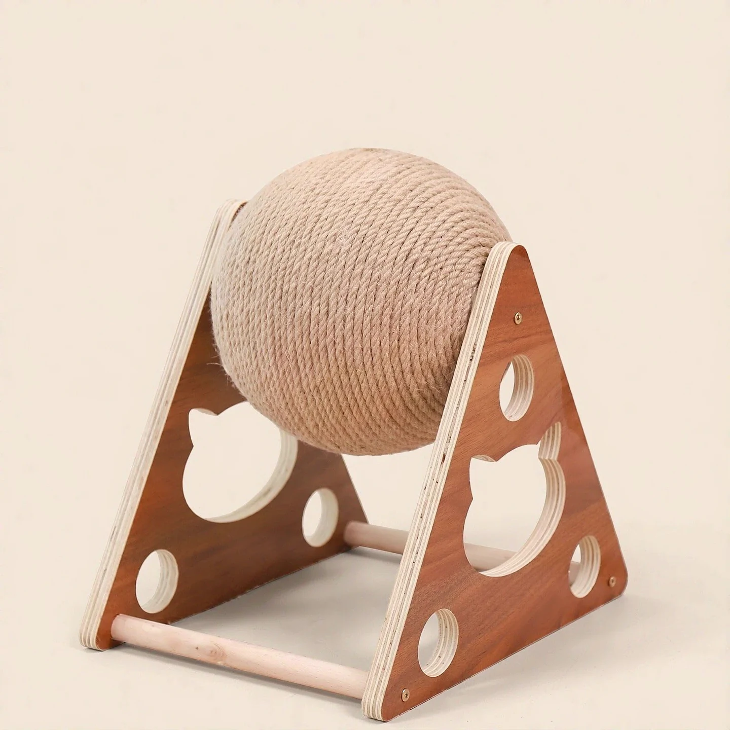 AI-edited photograph of a triangular sisal roller